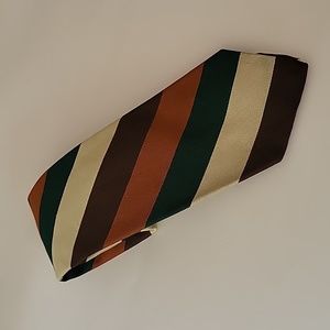 Vintage Robert Talbott for Tom Bass beige tan brown green men's tie